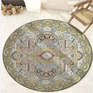 Vòng Thảm Phòng Khách Hoa Vintage Diện Tích Lớn Trang Trí Nhà Cao Cấp Bohemian IG Ngoại Lai Nghệ Thuật Mềm Phòng Ngủ Polyester Thảm - Hình 4