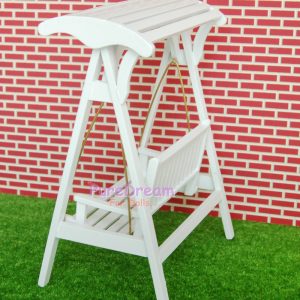 Xích đu 1:12 Tự làm nhà búp bê nhà búp bê mini cảnh sân vườn ngoài trời xích đu bằng gỗ - Hình 4