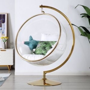 Xích đu Bán cầu treo không gian trong nhà xích đu trong suốt bong bóng treo ghế ký túc xá giỏ treo nhà lưới lười biếng màu đỏ ban công nôi