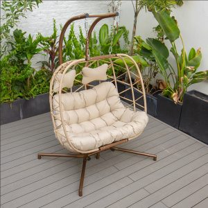 Xích đu Ban công sân vườn biệt thự giỏ treo tổ chim treo ghế lưới xích đu mây đôi võng mây lười nôi xưởng sản xuất bán hàng trực tiếp - Hình 3