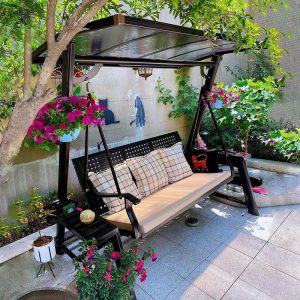 Xích đu đôi sân vườn ngoài trời Võng ngoài trời trong nhà sân nhỏ nôi vườn nhà ghế bập bênh sắt - Hình 4