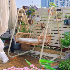 Xích đu lá tím sân vườn ngoài trời xích đu đơn treo biệt thự ghế bập bênh ban công đôi ghế xích đu ngoài trời - Hình 4