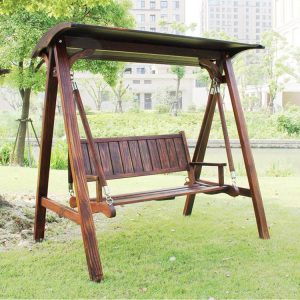 Xích đu Lưới đỏ xích đu ngoài trời bằng gỗ xích đu bằng gỗ nho giá đôi vườn nhà vườn vọng lâu xích đu phụ kiện ghế ngồi - Hình 2