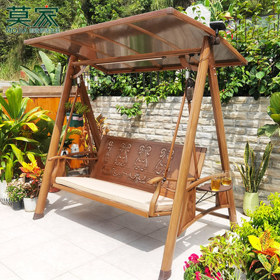 Xích đu Mojia xích đu ngoài trời sân vườn ban công ngoài trời chống mưa năng lượng mặt trời giả gỗ khung nhôm chống nắng bảng điều khiển xích đu ghế xích đu Xích đu Mojia xích đu ngoài trời sân vườn ban công ngoài trời chống mưa năng lượng mặt trời giả gỗ khung nhôm chống nắng bảng điều khiển xích đu ghế xích đu