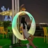 Xích đu ngoài trời B&B ghế treo giải trí sân vườn ghế bập bênh vuông phát sáng mặt trăng