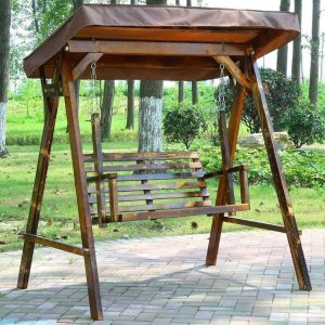 Xích đu ngoài trời chống ăn mòn bằng gỗ chắc chắn dành cho người lớn ghế treo trong nhà và ngoài trời sân trẻ em bằng gỗ trên cùng xích đu sân vườn ghế bập bênh - Hình 4