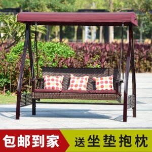 Xích đu ngoài trời Ghế bập bênh thư giãn trong nhà và ngoài trời Ghế treo đôi võng sân vườn xích đu ban công xích đu sắt - Hình 3