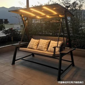 Xích đu ngoài trời ghế treo ngoài trời sân trong sân vườn đôi xích đu ba người ghế bập bênh ban công sân thượng xích đu năng lượng mặt trời