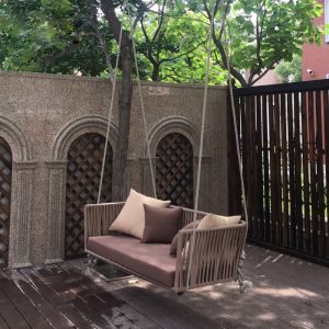 xích đu ngoài trời ghế treo sân vườn vườn ban công mây treo giỏ ngoài trời đôi ghế bập bênh sắt nghệ thuật đu - Hình 3