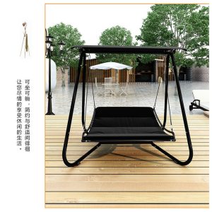 Xích đu ngoài trời lắc sân vườn biệt thự ban công lộ thiên homestay ghế treo công nghệ vải võng che nắng đơn giản - Hình 4
