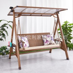 Xích Đu Ngoài Trời Sân Biệt Thự Sân Vườn Ban Công Ngoài Trời Chống Mưa Năng Lượng Mặt Trời Nhôm Đúc Treo Ghế Đôi Ba Người Lưới Đỏ Ghế bập bênh - Hình 3