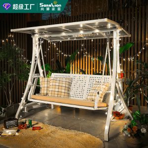 Xích đu ngoài trời sân vườn ban công ghế salon nhà giỏ treo ghế năng lượng mặt trời hợp kim nhôm đúc xích đu đôi