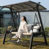 Xích Đu Ngoài Trời Sân Vườn Ban Công Ngoài Trời Chống Mưa Năng Lượng Mặt Trời Nhôm Đúc Treo Ghế Đôi Ghế Xích Đu Lưới Đỏ Giường Xích Đu