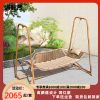Xích đu ngoài trời sân vườn ghế xích đu ngoài trời ban công trong nhà lưới sắt màu đỏ đơn giản ghế treo đôi xích đu