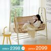 Xích đu ngoài trời sân vườn thư giãn ghế xích đu ban công nhà đôi ghế treo lưới gió Bắc Âu màu đỏ nôi treo giỏ ghế