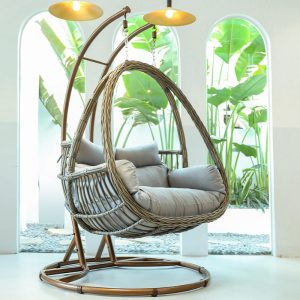Xích đu Ngoài Trời Treo Ghế Xoay Ban Công Lưới Đỏ Đấm Hình Hoa Đính Đá Sân Vườn Khách Sạn Giải Trí Ngoài Trời Mây Đu Rổ - Hình 2