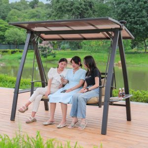 Xích đu Nhà Ngoài Trời Sắt Đu Đôi Treo Ghế Sân Vườn Giải Trí Ba Người Ghế Xích Đu Ngoài Trời Xích Đu Ghế Xích Đu - Hình 2
