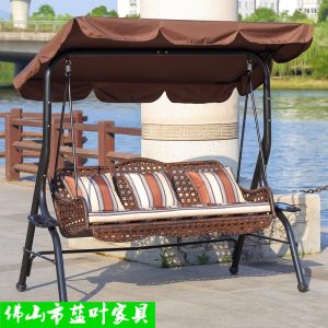 Xích đu Sân ngoài trời đôi giỏ treo xích đu nhà xích đu ghế ban công vườn ghế mây sắt rèn giải trí xích đu ngoài trời - Hình 2