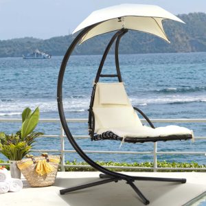 Xích đu Single Moon Bend Swing Ghế treo Sân vườn Ban công Giường xích đu Biệt thự sân vườn Ghế bập bênh Single Dream Swing - Hình 2