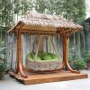 Xích đu Ziqing Xích đu ngoài trời Sân thượng bằng gỗ rắn Ghế treo Biệt thự Sân vườn Đôi Giải trí Ghế xích đu Ghế đóch Rổ treo lớn